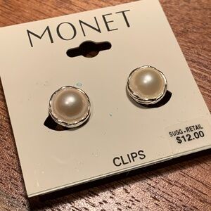 NEW Monet Pearl Clip-on Earrings